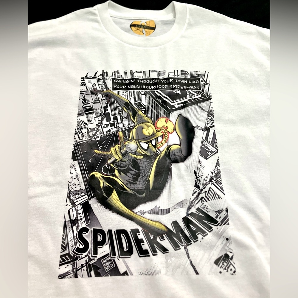 White Neighborhood Spiderman & Wu-Tang Collab Protect Ya Neck Lyrics Comic Tee